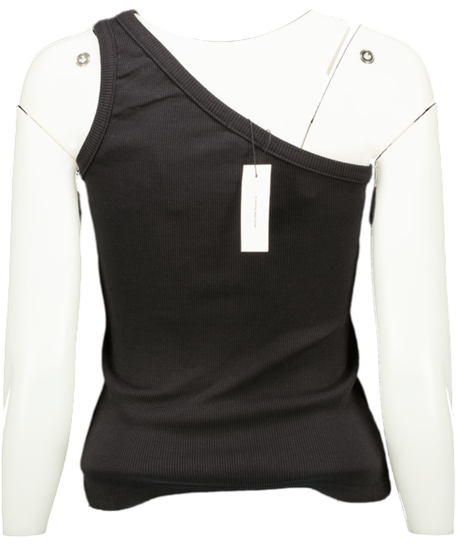 Karen Millen Black Jersey Rib Asymmetrical Top UK XS - Reliked