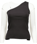 Karen Millen Black Jersey Rib Asymmetrical Top UK XS - Reliked