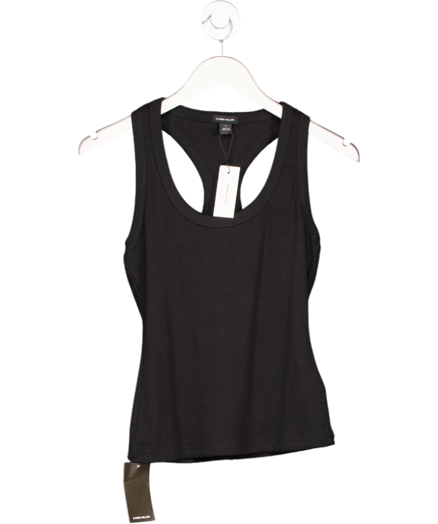 Karen Millen Black Jersey Ribbed Racer Back Vest UK S - Reliked