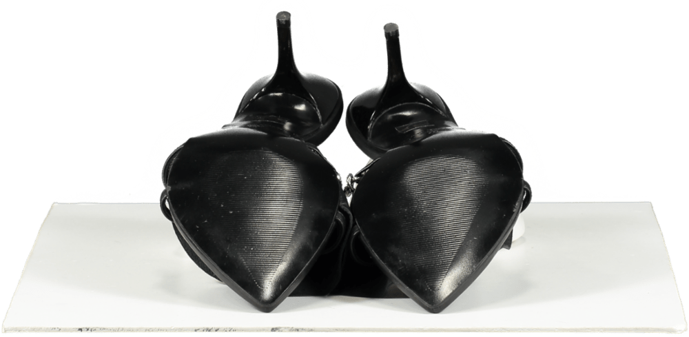 Karen Millen Black Leather Jewelled Ruched Low Heel UK 7 EU 40 👠 - Reliked