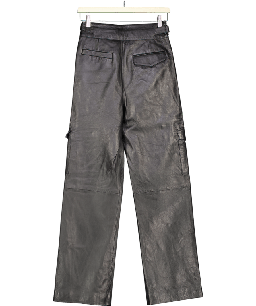 Karen Millen Black Leather Pocket Detail Cargo Trouser UK 8 - Reliked