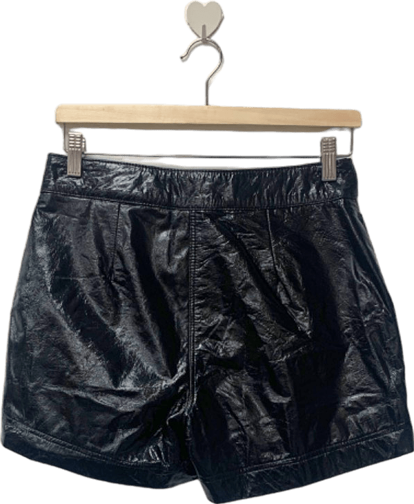 Karen Millen Black Patent Leather Low Rise Shorts UK 10 - Reliked