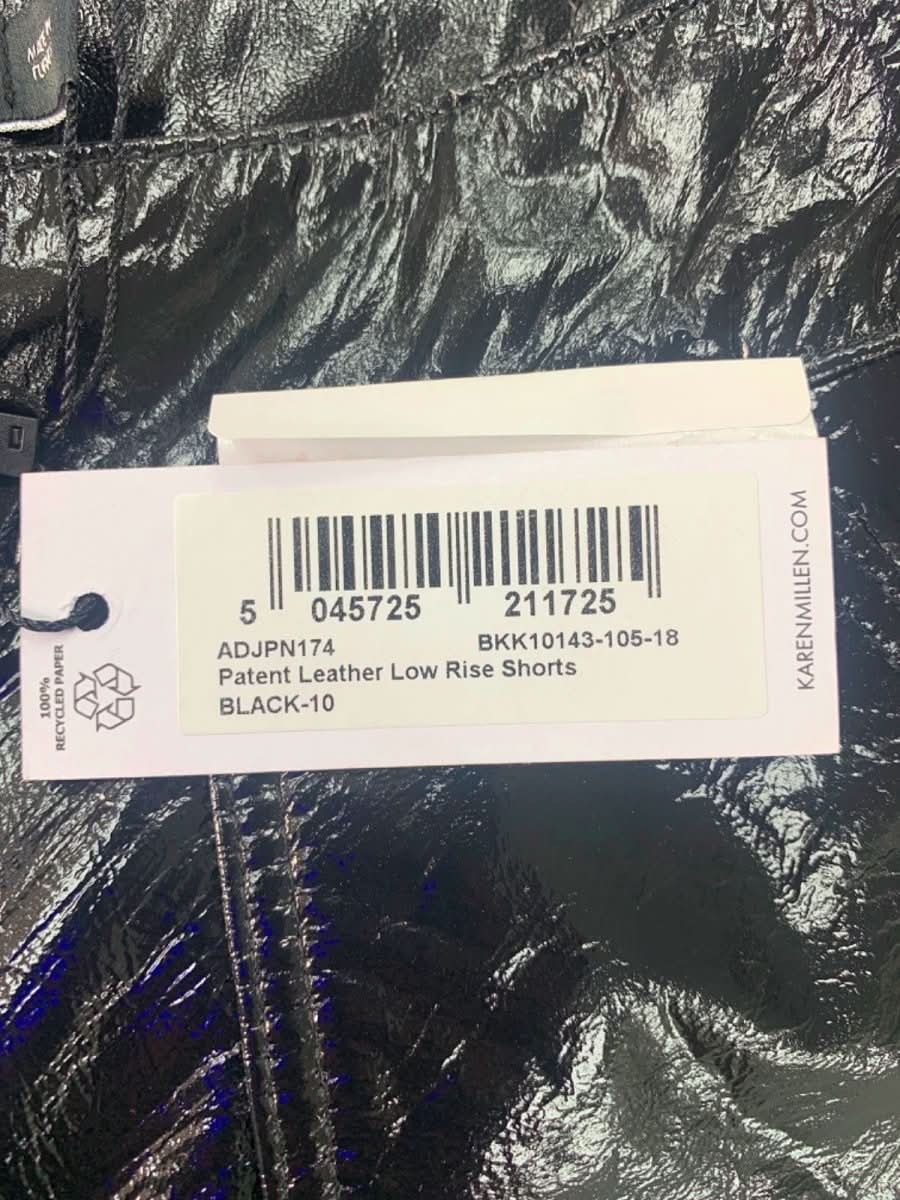 Karen Millen Black Patent Leather Low Rise Shorts UK 10 - Reliked