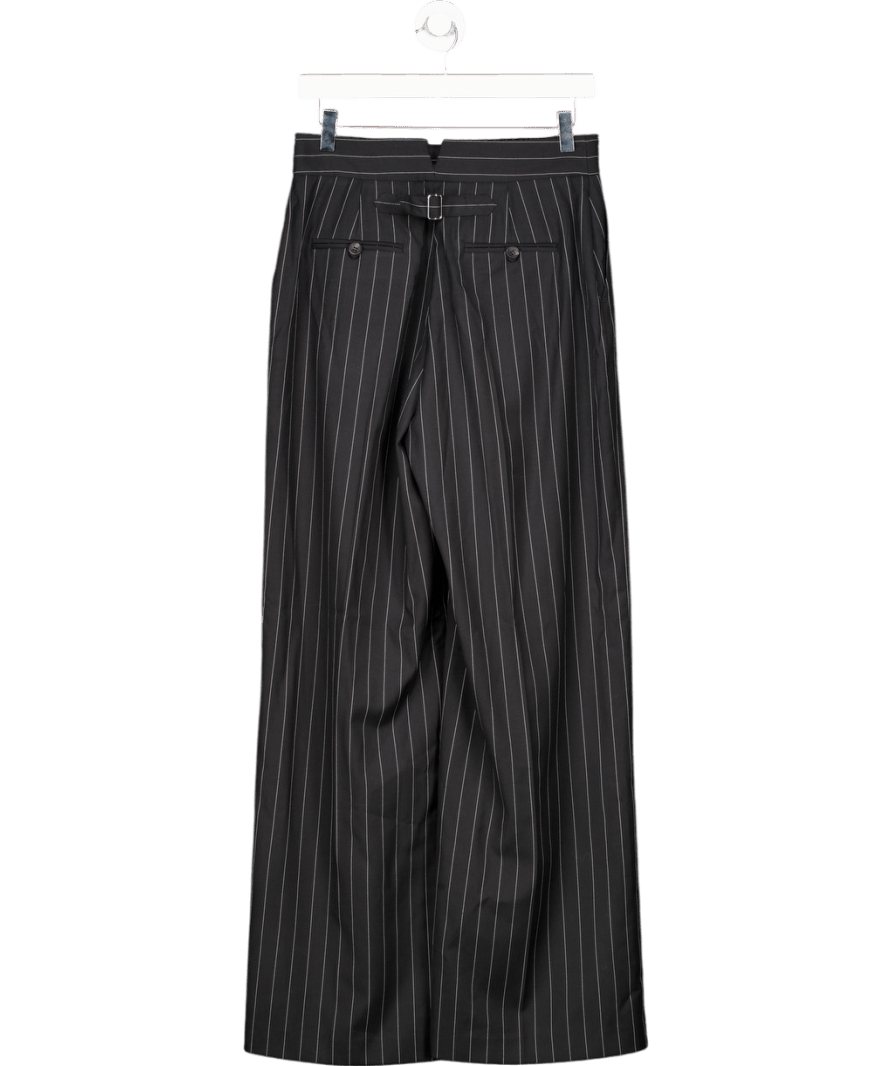 Karen Millen Black Pinstripe Wide Leg Tailored Trousers UK 10 - Reliked