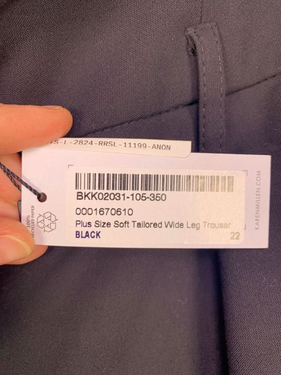 Karen Millen Black Plus Size Soft Tailored Wide Leg Trouser UK 22 - Reliked