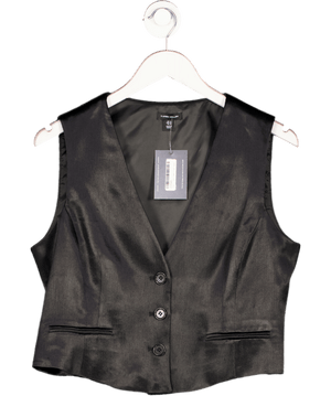 Karen Millen Black Satin Waistcoat Top UK 14