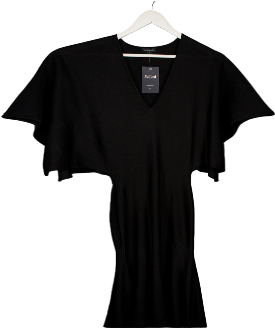 Karen Millen Black Sheer Knit Batwing Maxi Dress UK S - Reliked