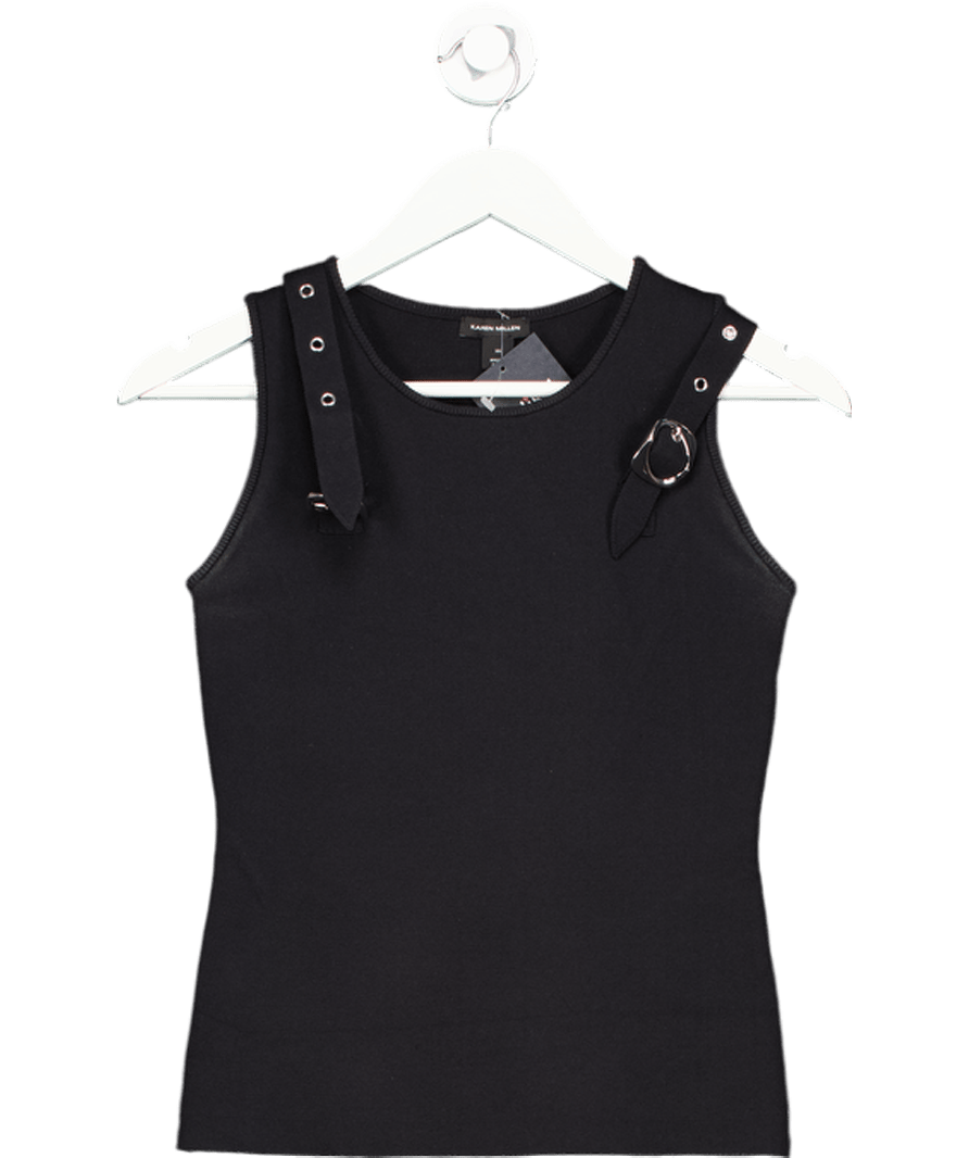 Karen Millen Black / Silver Buckle Detail Tank Top UK XS - Reliked