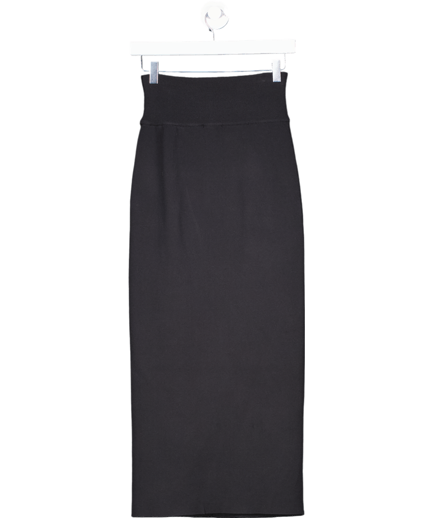Karen Millen Black Stretch Buckle Detail Tailored Midi Pencil Skirt UK XS - Reliked