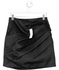 Karen Millen Black Structured Viscose Satin Tailored Ruched Mini Skirt UK 8 - Reliked