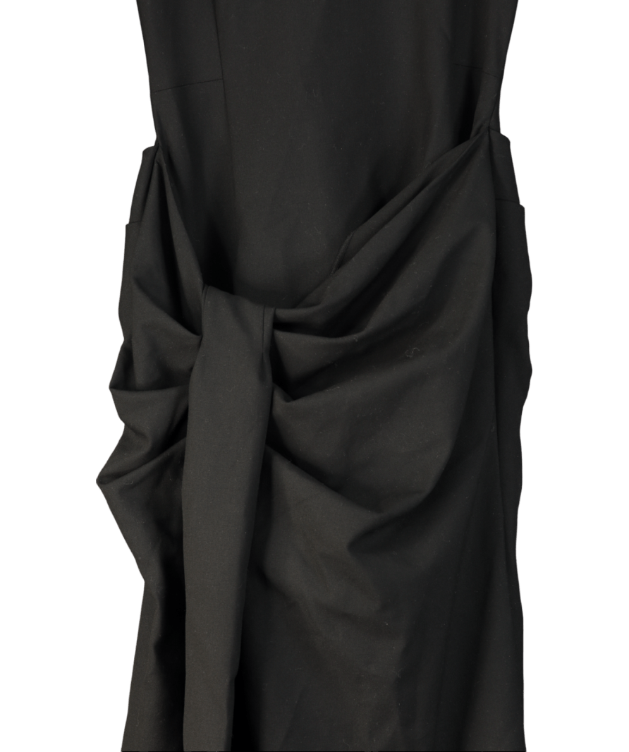 Karen Millen Black Tailored Waist Drape Corset Maxi Dress UK 6 - Reliked