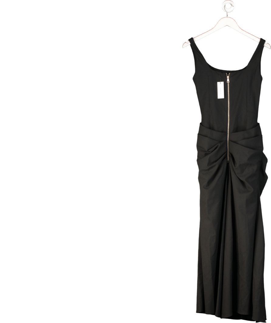 Karen Millen Black Tailored Waist Drape Corset Maxi Dress UK 6 - Reliked