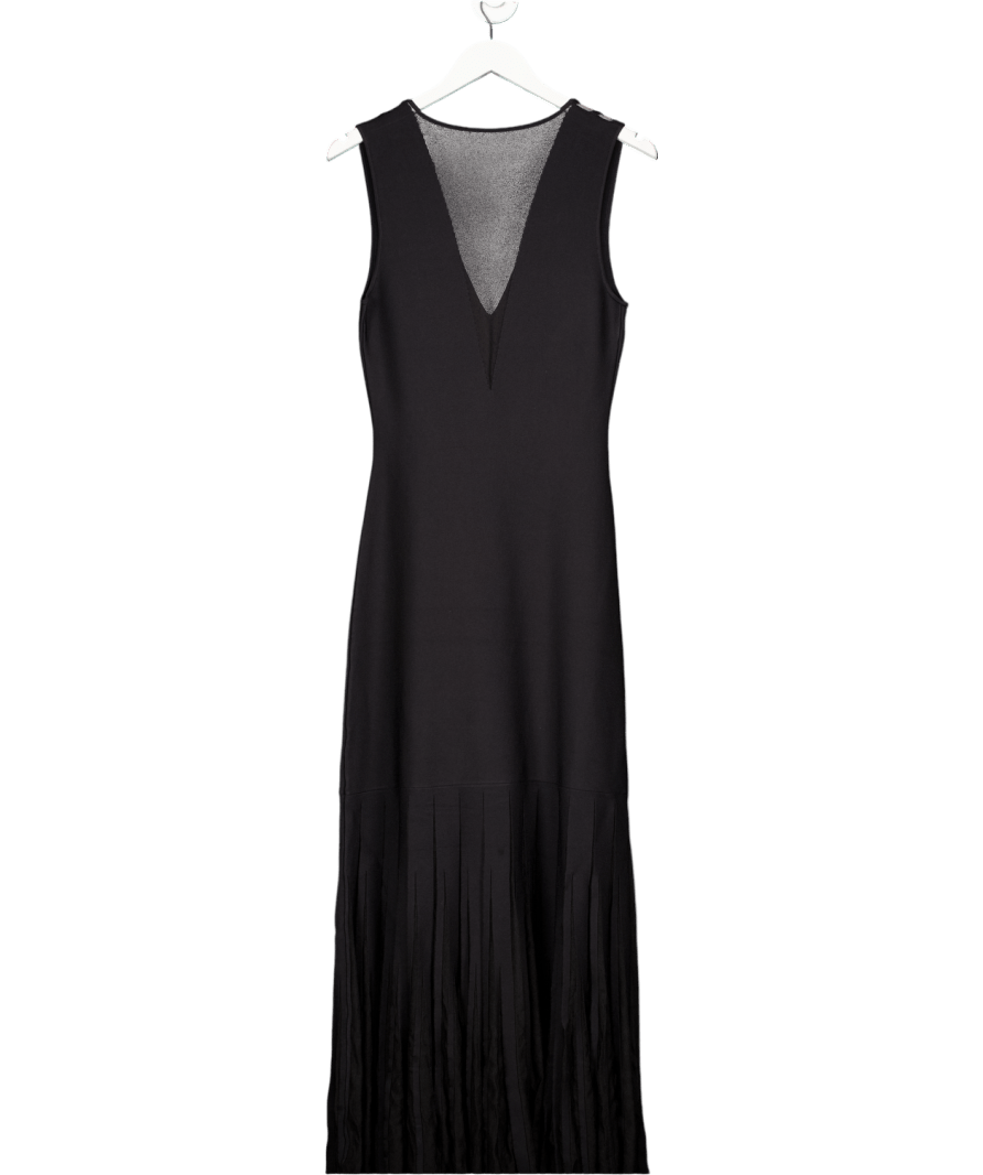 Karen Millen Black Viscose Blend Sheer Skirt Maxi Knit Dress UK S