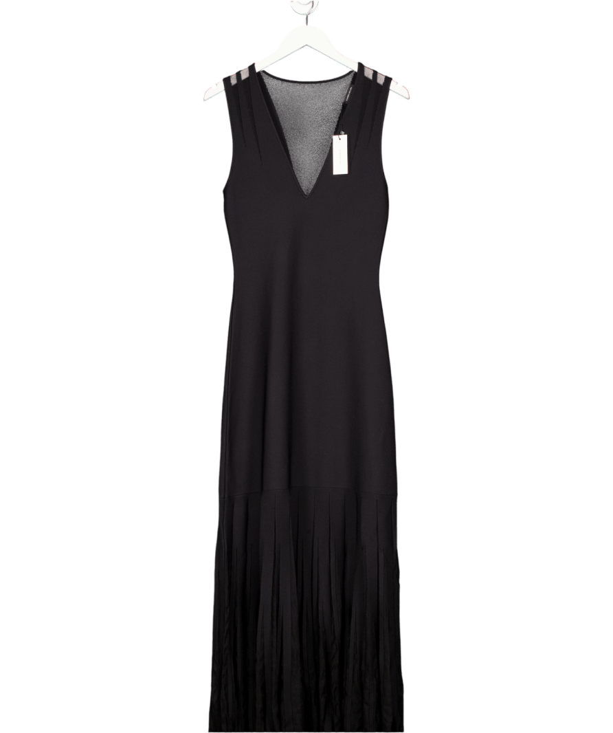Karen Millen Black Viscose Blend Sheer Skirt Maxi Knit Dress UK S - Reliked
