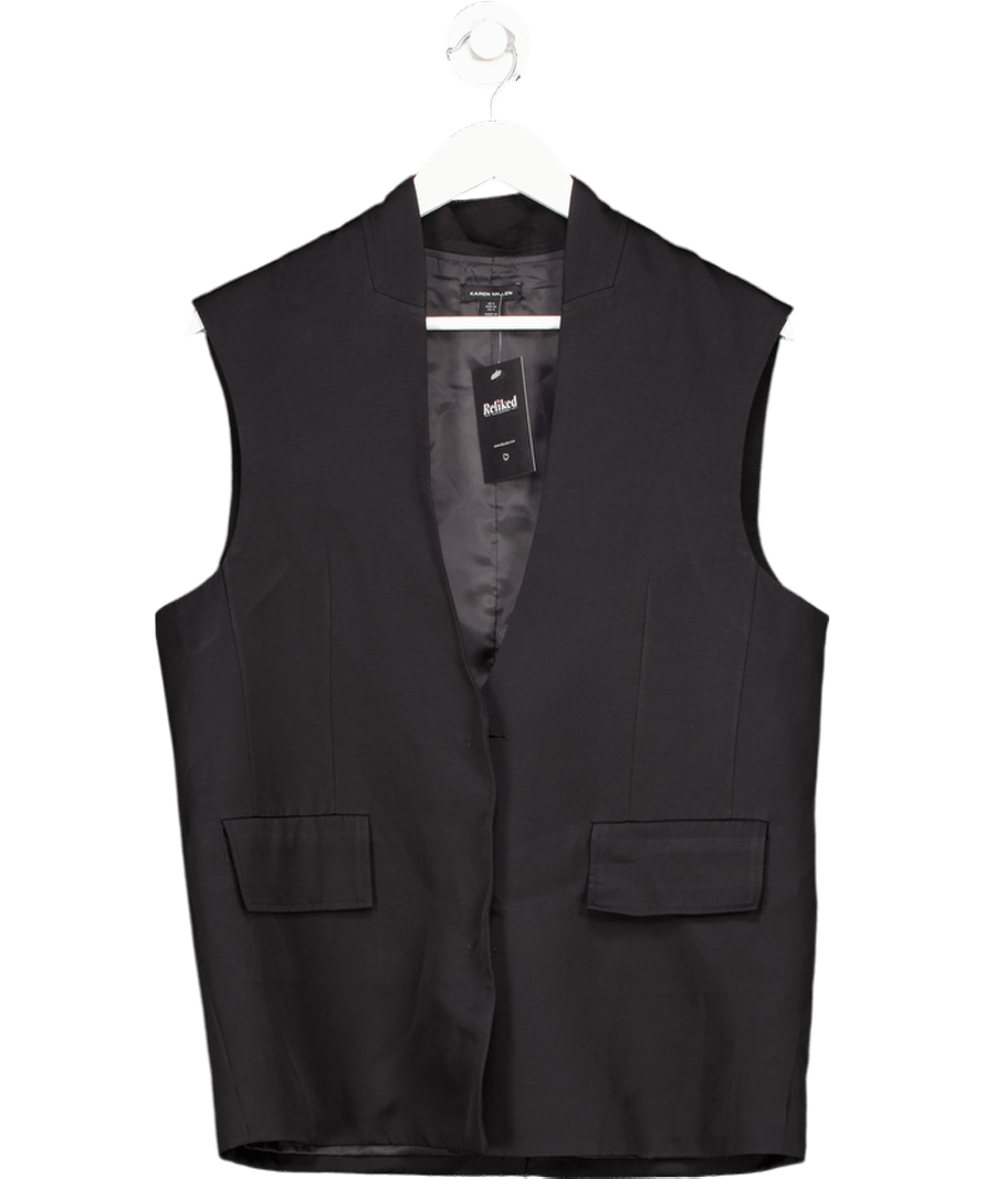Karen Millen Black Viscose Linen Tailored Waistcoat UK 8 - Reliked