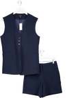 Karen Millen Blue 2 - piece Tailored Waistcoat And City Shorts set UK 8 - Reliked