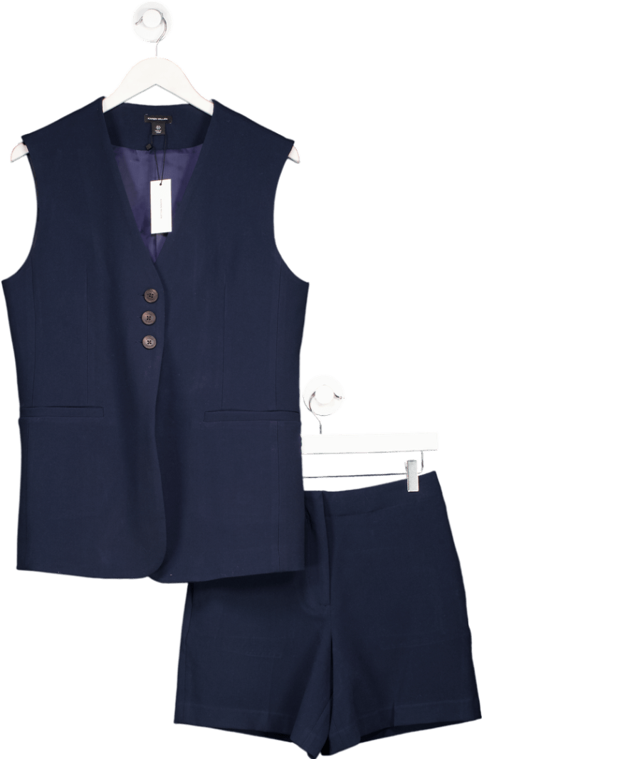 Karen Millen Blue 2 - piece Tailored Waistcoat And City Shorts set UK 8 - Reliked