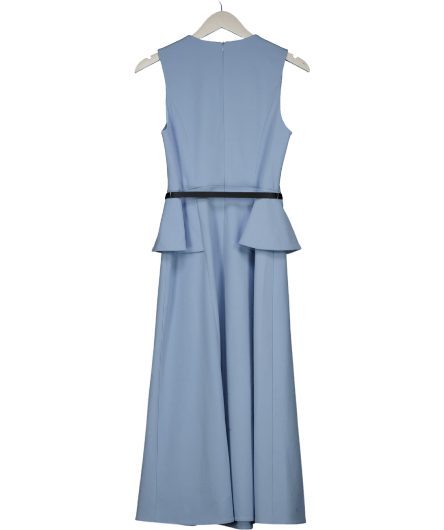Karen Millen Blue Belted Peplum Detail Full Skirted Midi Dress UK 8 - Reliked