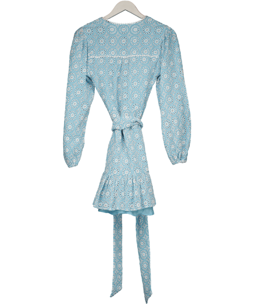 Karen Millen Blue Broderie Long Sleeve Belted Mini Dress UK 8 - Reliked