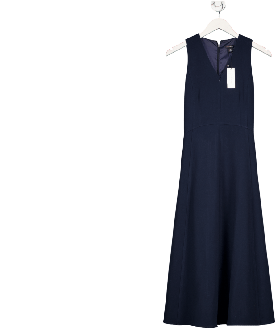 Karen Millen Blue Compact Essential Tailored Sleeveless Midi Dress UK 6 - Reliked
