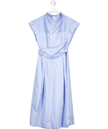 Karen Millen Blue Cotton Stripe High Neck Belted Woven Midi Shirt Dress UK 10 - Reliked