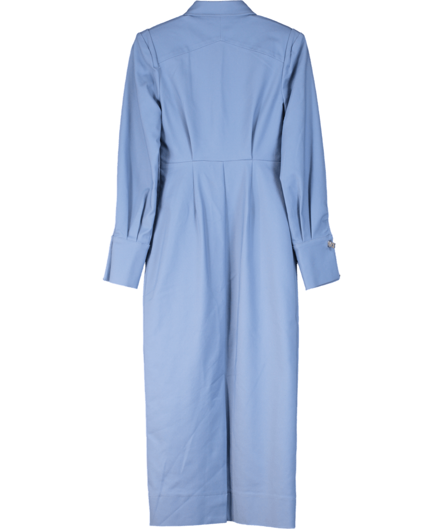 Karen Millen Blue Echno Cotton Woven Maxi Dress With Clasp UK 8 - Reliked