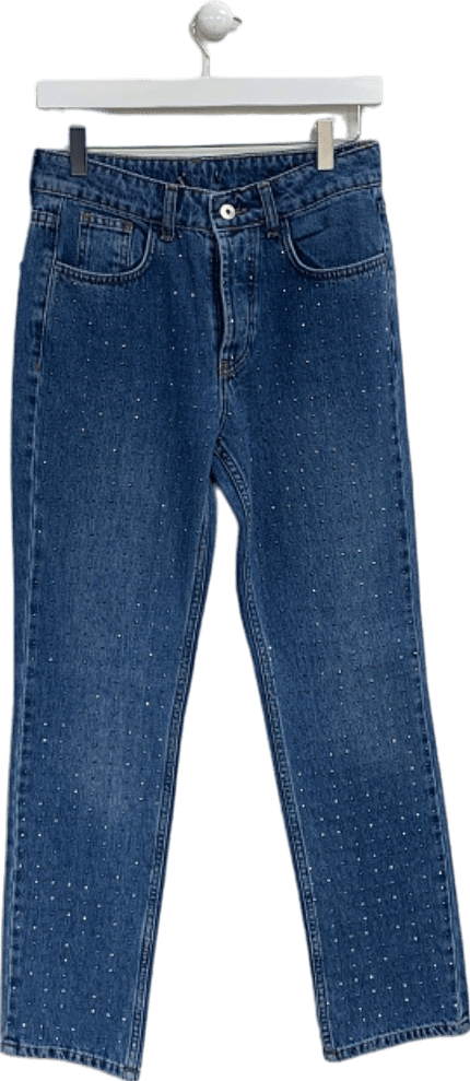 Karen Millen Blue Embellished Straight Leg Jeans UK 8 - Reliked