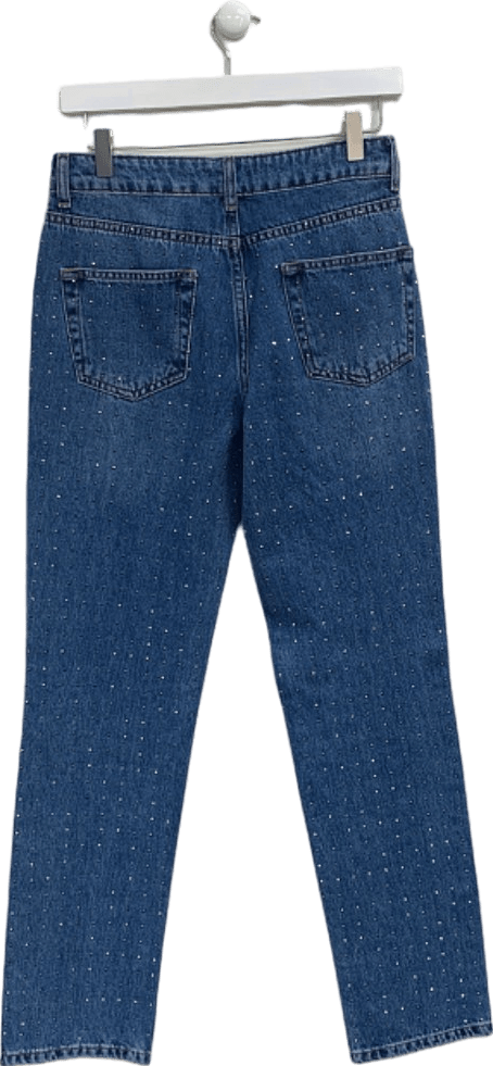 Karen Millen Blue Embellished Straight Leg Jeans UK 8 - Reliked