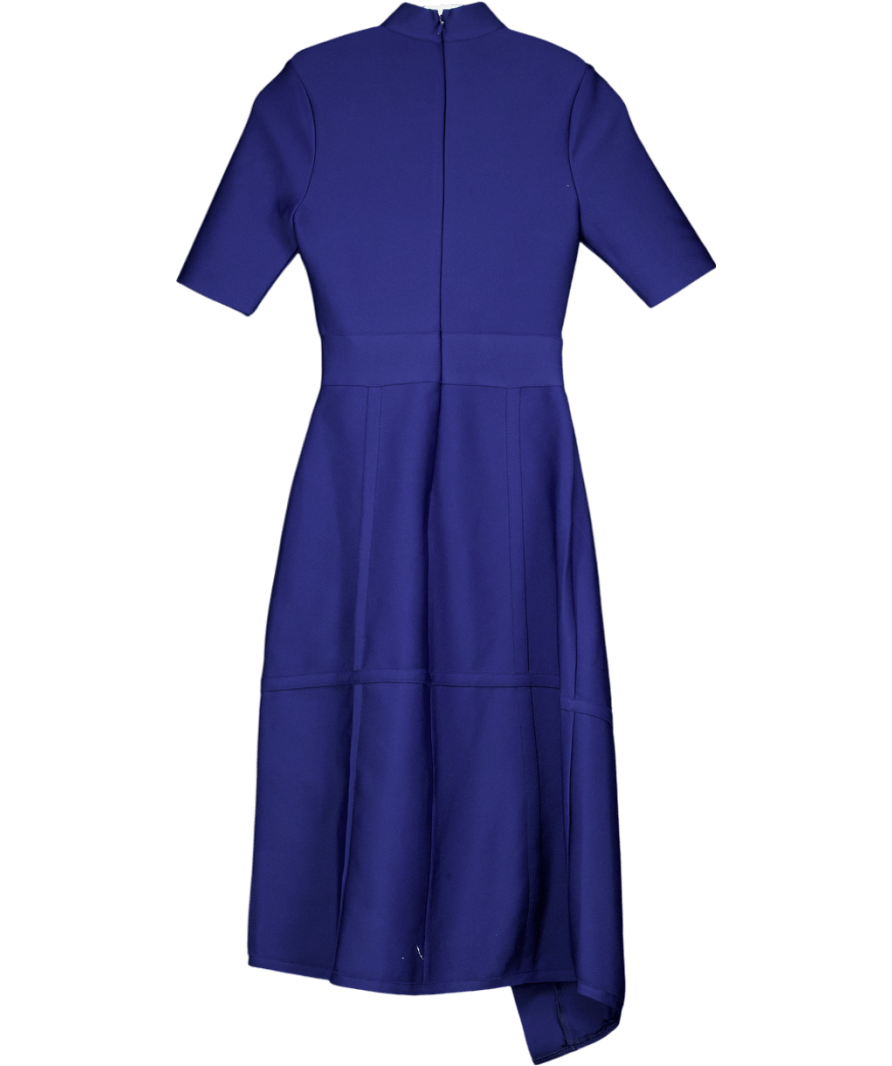 Karen Millen Blue Figure Form Bandage Asymmetric Knit Midi Dress UK XS - Reliked
