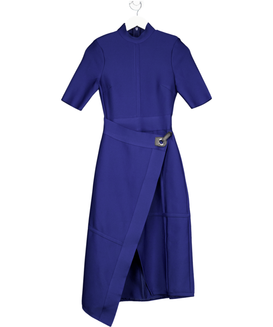 Karen Millen Blue Figure Form Bandage Asymmetric Knit Midi Dress UK XS - Reliked