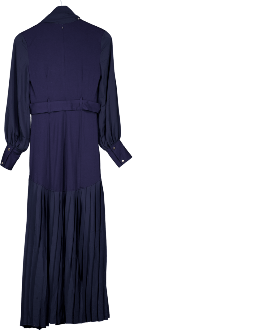 Karen Millen Blue Jersey Ponte Georgette Mix Midi Dress UK XS - Reliked