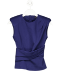 Karen Millen Blue Ponte Ruched Waist Detail Round Neck Top UK XS - Reliked