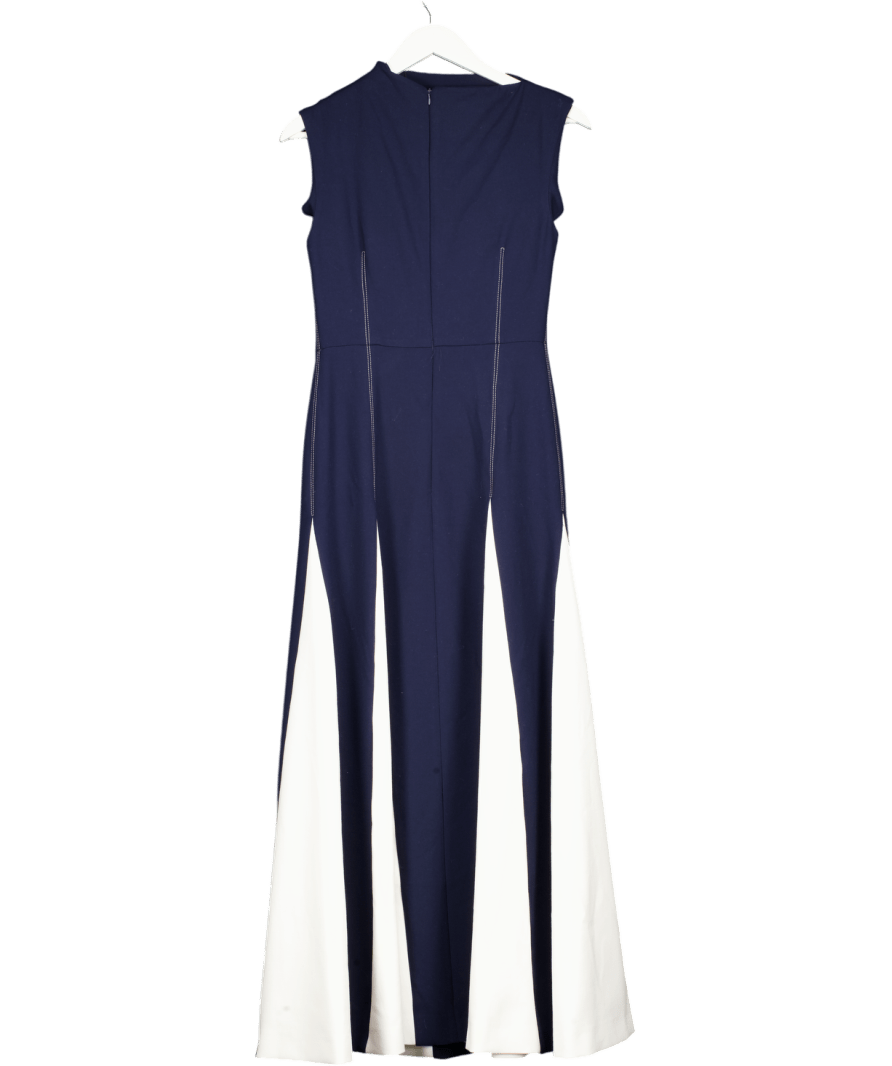 Karen Millen Blue Stretch Tailored Colour Block Full Skirted Midi Dress UK 6 - Reliked