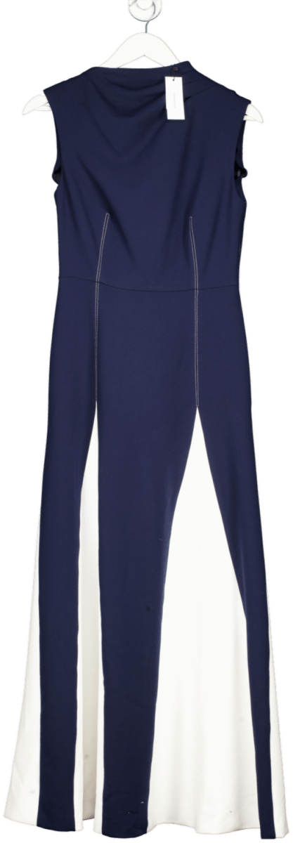 Karen Millen Blue Stretch Tailored Colour Block Full Skirted Midi Dress UK 6 - Reliked
