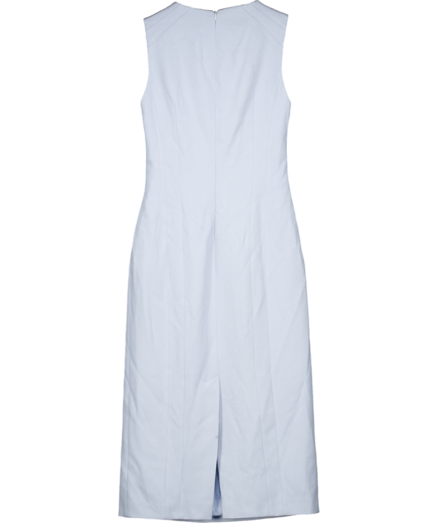 Karen Millen Blue Structured Crepe Sleeveless Tailored Pencil Midi Dress UK 6 - Reliked