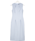 Karen Millen Blue Structured Crepe Sleeveless Tailored Pencil Midi Dress UK 6 - Reliked