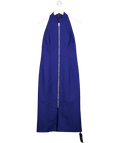 Karen Millen Blue Techno Cotton Halter Neck Zip Detail Woven Midi Dress UK 10 - Reliked