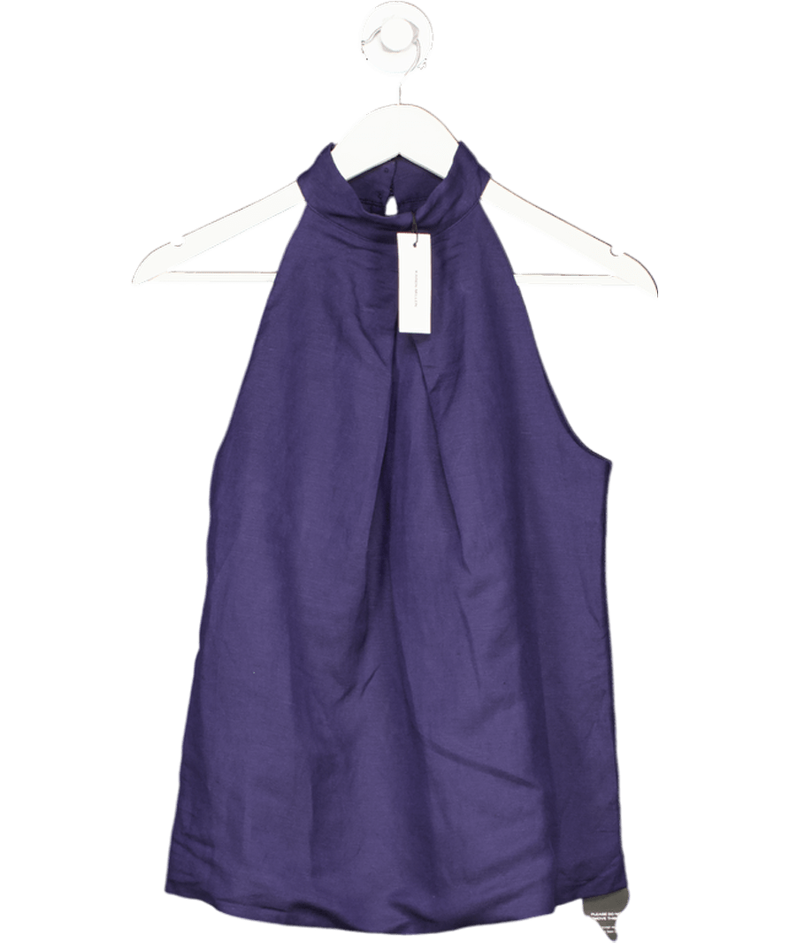 Karen Millen Blue Viscose Linen Halter Neck Top UK 6 - Reliked