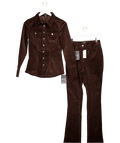 Karen Millen Brown 2 - piece Stretch Cord Tailored Shirt And Kickflare Jean Set UK 6 - Reliked