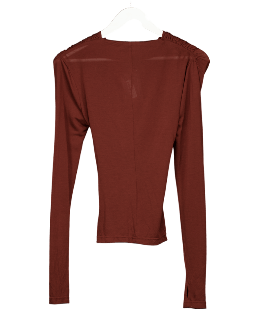 Karen Millen Brown Wrap Front Jersey Top UK 6 - Reliked