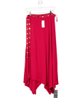 Karen Millen Burgundy Red Drapey Crepe Hanky Hem Eyelet Detail Maxi Skirt UK S - Reliked