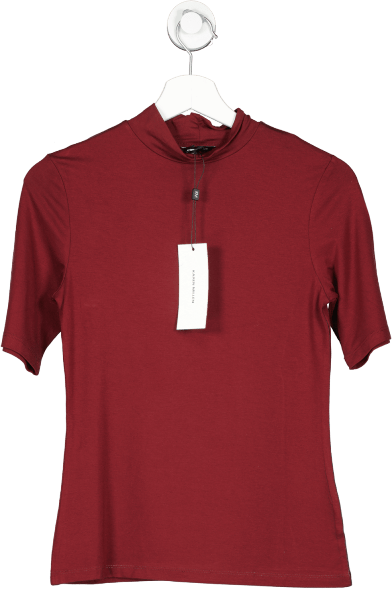 Karen Millen Burgundy viscose Blend Turtle Neck Top UK 10 - Reliked