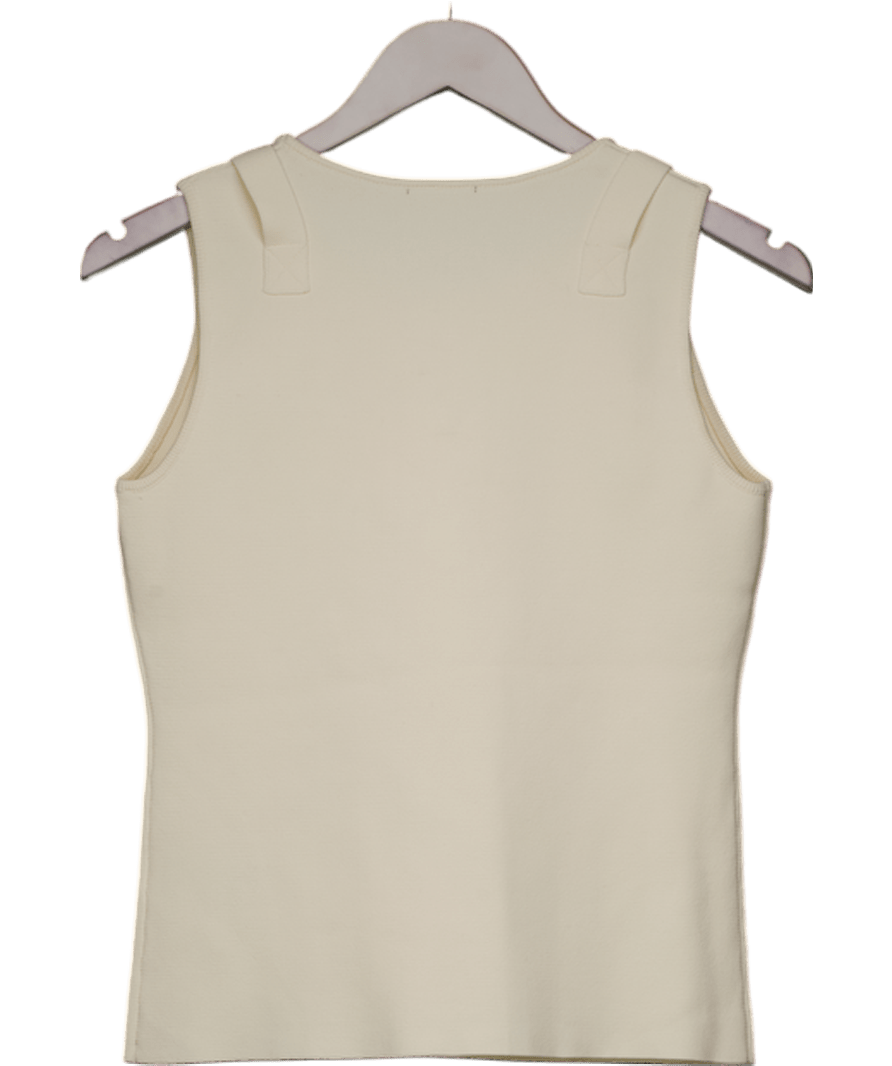 Karen Millen Cream Buckle Trim Knitted Top UK S - Reliked