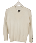 Karen Millen Cream Cashmere V - neck Sweater UK S - Reliked