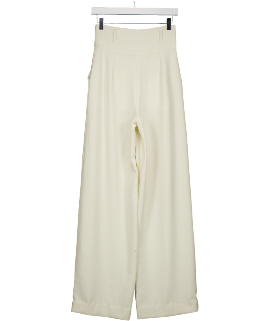 Karen Millen Cream Compact Stretch Essential Tailored High Waist Wide Leg Trouser UK 6 - Reliked