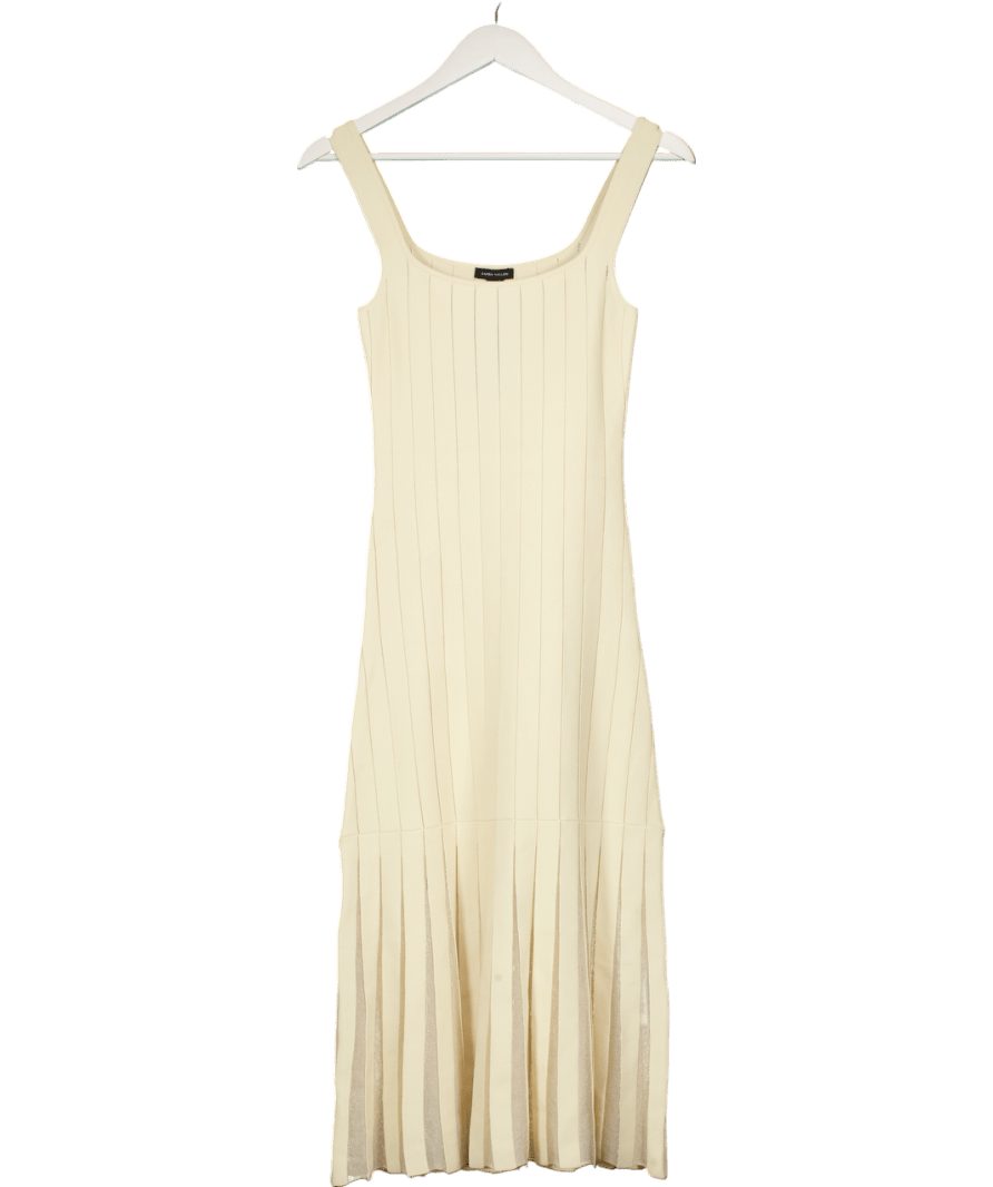 Karen Millen Cream Compact Stretch Square Neck Knitted Flippy Dress UK XS - Reliked