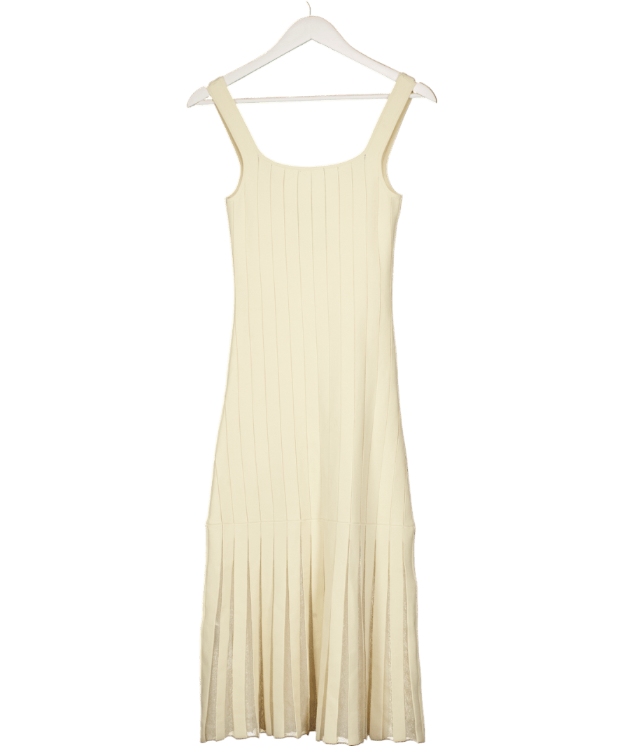 Karen Millen Cream Compact Stretch Square Neck Knitted Flippy Dress UK XS - Reliked