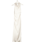Karen Millen Cream Petite Premium Satin Halter Woven Maxi Dress UK 6 - Reliked