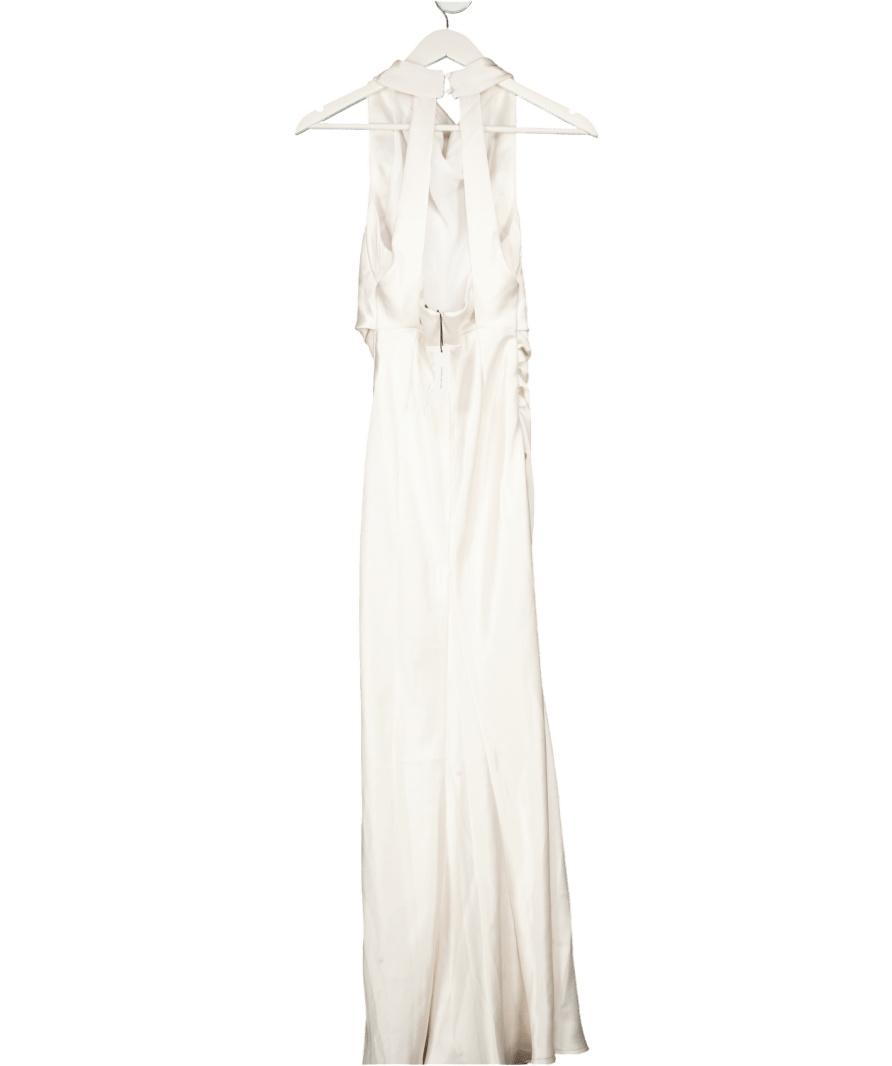 Karen Millen Cream Petite Premium Satin Halter Woven Maxi Dress UK 6 - Reliked