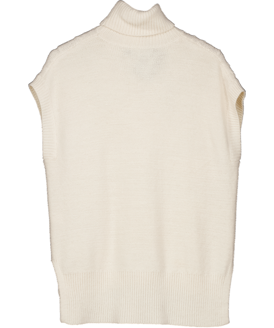 Karen Millen Cream Roll Neck Sleeveless Cableknit Top UK XS - Reliked